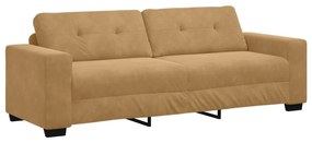 Conjunto de Sofá de 3 Peças com Almofadas em Veludo Castanho