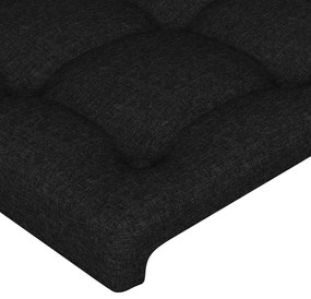 Cabeceira de cama c/ luzes LED tecido 203x16x118/128 cm preto