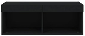 Móvel de TV com luzes LED 80x30x30 cm preto