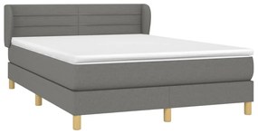 Cama com molas/colchão 140x190 cm tecido cinzento-escuro