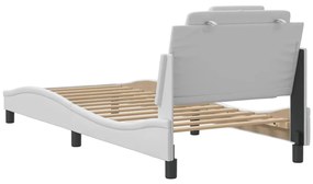 Estrutura de cama c/ cabeceira couro artificial 90x190cm branco