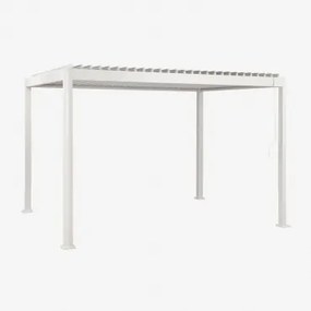 Pérgola Bioclimática De Alumínio Com Lâminas Druvia Gardénia Branco & 3 X 4 M - Sklum