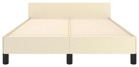 Estrutura de cama c/ cabeceira couro artificial 120x200cm creme