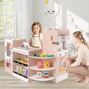 Supermercado de Brinquedo, 95 x 61 x 83 cm, Máquina de Venda Automática Interativa, Rosa