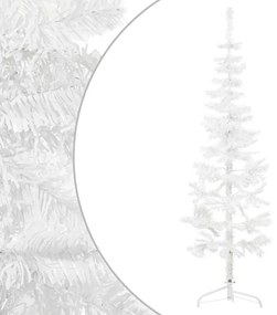 Meia árvore de Natal fina com suporte 150 cm branco