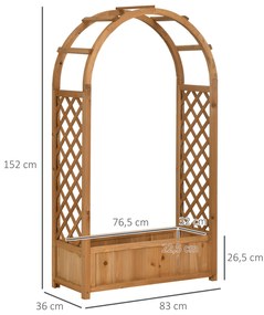 Floreira com Treliça em Forma de Arco Caixa de Plantio com Suporte para Plantas Trepadeiras Flores para Varanda Jardim 83x36x153cm Madeira