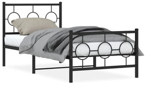 vidaXL Estrutura de cama com cabeceira e pés 90x200 cm metal preto