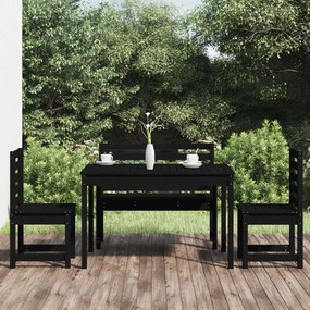 vidaXL 4 pcs conj. jantar p/ jardim madeira de pinho maciça preto