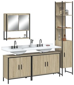 vidaXL 4 pcs conj. móveis casa banho derivados madeira carvalho sonoma