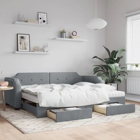 vidaXL Sofá-cama c/ gavetão e gavetas 80x200 cm tecido cinzento-claro