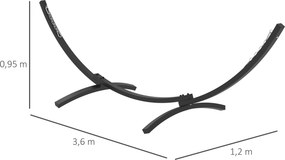 Suporte para rede (REDE NÃO INCLUIDA) Estrutura robusta em metal com revestimento epóxi, comprimento de 360 cm para redes de 270 a 330 cm, cinzento