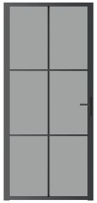 Porta de interior 93x201,5 cm vidro ESG e alumínio preto