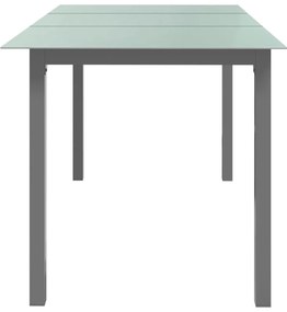 Mesa de jardim em alumínio e vidro 150x90x74 cm cinzento-claro