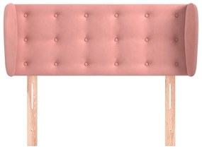 Cabeceira de cama c/ abas veludo 103x23x78/88 cm rosa