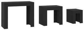 Mesas de centro de encastrar 3 pcs contraplacado preto