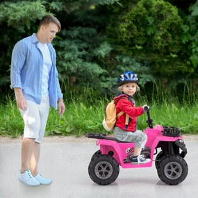 Moto 4 eletrica para crianças 6V de 4 rodas com botão de arranque Pneus Faróis LED Rosa