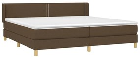 Cama com molas/colchão 200x200 cm tecido castanho-escuro