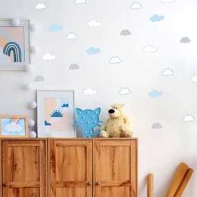 Autocolantes para quarto - Nuvens em azul e cinzento