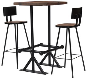 Conjunto de bar 3 pcs madeira recuperada maciça