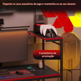 Secretária Gaming com Luzes LED 100x50 cm Secretária Gaming de Fibra d