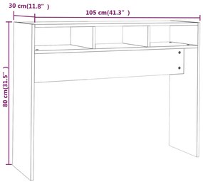 Mesa consola 105x30x80 cm derivados de madeira branco brilhante