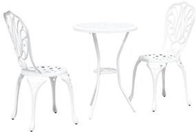 Conjunto de Bistrô de Jardim 3 Peças vidaXL Alumínio Fundido Branco