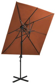 vidaXL Guarda-sol jardim cantilever toldo duplo 250x250 cm terracotta