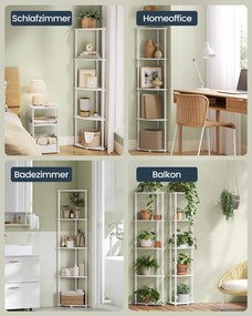 Estante de canto com 5 prateleiras 38,3 x 27 x 139 cm Branco 