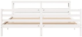 Cama sem colchão 200x200 cm madeira de pinho maciça branco