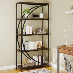 Estante de 5 níveis 86 x 30 x 175 cm com prateleiras de armazenamento abertas Castanha