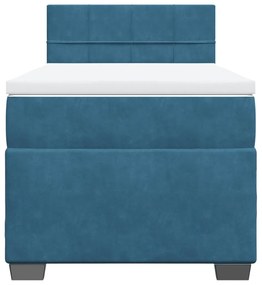 Cama boxspring com colchão 80x200 cm veludo azul