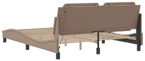Estrutura cama cabeceira 160x200 cm couro artificial cappuccino