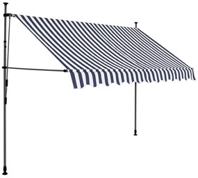 Toldo retrátil manual com LED 250 cm azul e branco