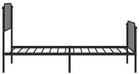 Estrutura de cama com cabeceira e pés 90x200 cm metal preto