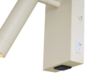 Candeeiro de Parede Moderno Bege Ajustável com USB-C - Croft