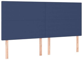 Cama box spring c/ colchão e LED 200x200 cm tecido azul