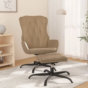 3097684 vidaXL Cadeira de descanso c/ apoio de pés couro artificial cappuccino