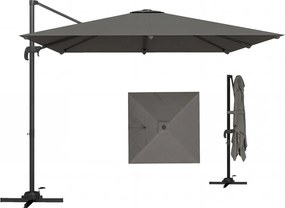Outsunny Guarda-chuva Grande de Pressa Lateral Inclinável 3x3 m com Base em Cruz e Manivela em Poliéster Cinza Escuro | Aosom Portugal