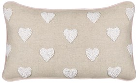 Almofada decorativa padrão de corações em algodão creme 30 x 50 cm GAZANIA Beliani