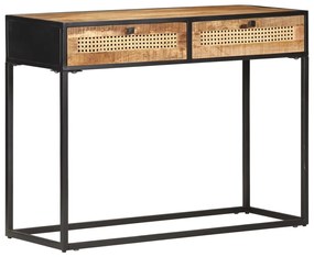 vidaXL Mesa consola 100x35x75 cm mangueira áspera e palha natural