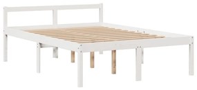 Cama com estante sem colchão 150x200 cm pinho maciço branco