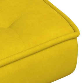 Cadeira de relaxamento com banco em veludo amarelo