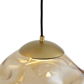 Candeeiro suspenso Hotel Chic latão com vidro âmbar 5-luzes - Gus Chique de hotel