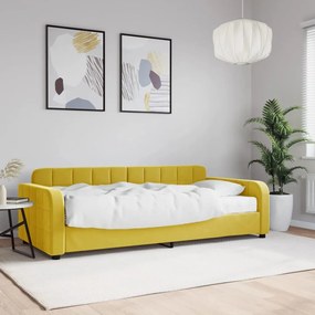 Sofá-cama com colchão 90x200 cm veludo amarelo