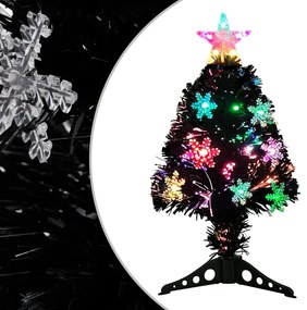 vidaXL Árvore de Natal com flocos de neve LED 64 cm fibra ótica preto