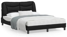 vidaXL Estrutura de cama c/ luzes LED 120x200cm couro artificial preto