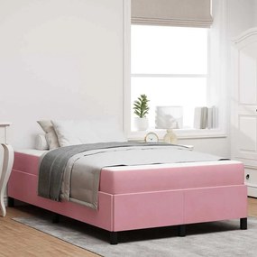 vidaXL Estrutura da Cama com colchão Rosa e branco 120 x 200 cm Veludo