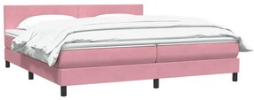 Cama com molas colchão 200x210 cm veludo rosa