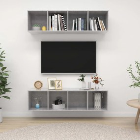 vidaXL Armários de parede para TV 2 pcs contraplacado cinzento cimento