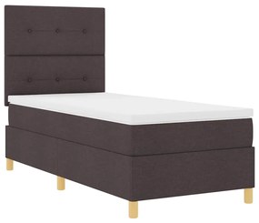 Cama Box Spring com Colchão Marrom Escuro 80x200 cm Tecido